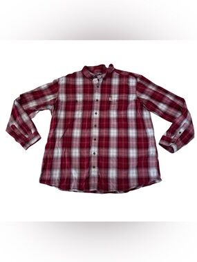 Carhartt Men’s Fort Red Plaid Relaxed Fit Long Sleeve Button Shirt Size 3XL Tall